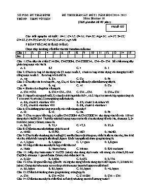 Bộ đề thi khảo sát đợt 1 môn Hóa học Lớp 10 -