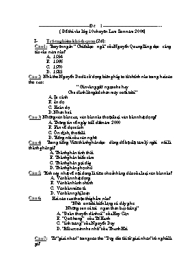 Bộ đề thi vàoLlớp 10 chuyên Lam Sơn môn Ngữ văn