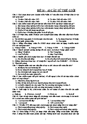 Câu hỏi ôn tập về lịch sử thế giới