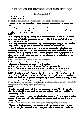 Câu hỏi ôn thi học sinh giỏi môn Sinh học 6