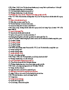 Câu hỏi trắc nghiệm Bài 2 môn Lịch sử Lớp 12