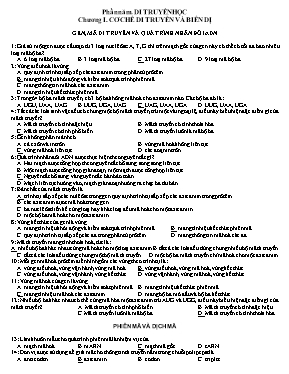 Câu hỏi trắc nghiệm Chương 1 môn Sinh học 12