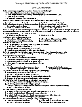 Câu hỏi trắc nghiệm Chương 2 môn Sinh học 12