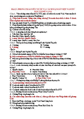 Câu hỏi trắc nghiệm Lịch sử 11 - Bài 23: Phon