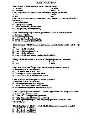 Câu hỏi trắc nghiệm Lịch sử Lớp 12 - Bài 8: N