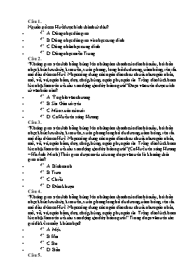 Câu hỏi trắc nghiệm môn Ngữ văn Lớp 7