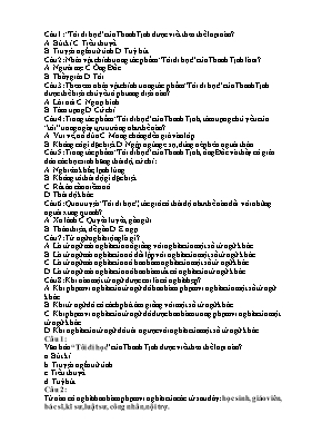 Câu hỏi trắc nghiệm Ngữ văn Lớp 8