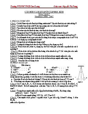 Câu hỏi và bài tập ôn tập học kì II môn Vật lí 7 - Năm học 2016-2017