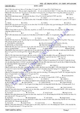 Chuyên đề bài tập Hóa hữu cơ 12 - Lê Trọng Dũ