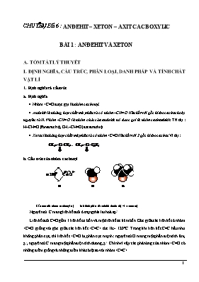 Chuyên đề bài tập Hóa hữu cơ - Chuyên đề 6 : Anđehit – Xeton – Axit cacboxylic