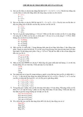 Chuyên đề bài tập Vật lý Lớp 10 - Chủ đề 10: 