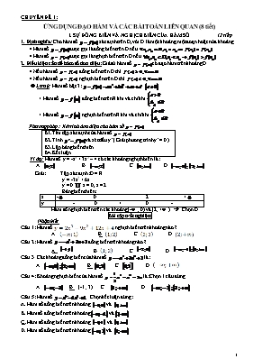 Chuyên đề Đại số 10 - Chuyên đề 1: Ứng dụng đ