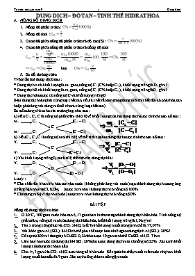 Chuyên đề Dung dịch - Đô tan - Tinh thể hidrat hóa