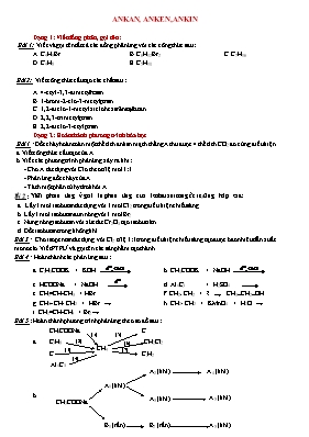 Chuyên đề Hóa học 11: Ankan – Anken - Ankin