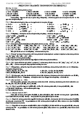 Chuyên đề Hóa học 11: Phản ứng trao đổi trong