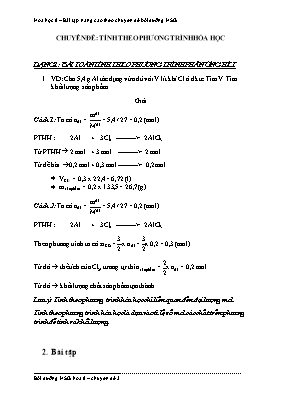 Chuyên đề Hóa học 8: Tính theo phương trình h