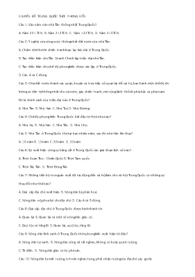 Chuyên đề Lịch sử 10: Trung Quốc thời phong k