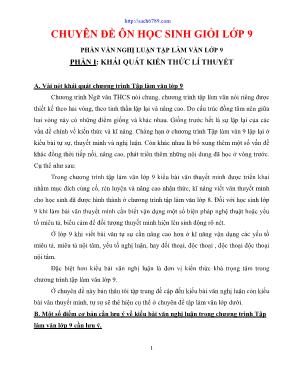 Chuyên đề ôn học sinh giỏi môn Ngữ văn Lớp 9