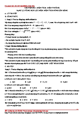 Chuyên đề Vật lý Lớp 11 - Chuyên đề 1: Điện t