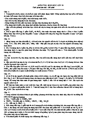 Đề cương học Hóa học Lớp 10 (Có đáp án)