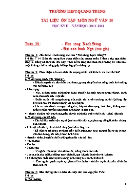 Đề cương học kỳ 2 môn Ngữ văn Lớp 10 - Năm học 2011-2012 - Trường THPT Quang Trung