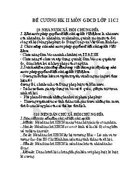 Đề cương học kỳ II môn Giáo dục công dân Lớp 