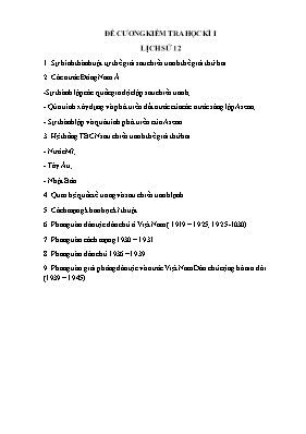 Đề cương kiểm tra học kì I môn Lịch sử 12