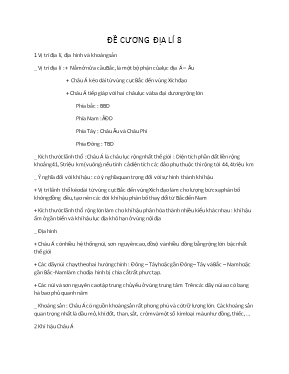 Đề cương môn Địa lý Lớp 8