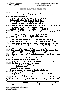 Đề cương môn Hóa học Lớp 10