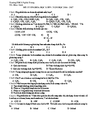 Đề cương môn Hóa học Lớp 9 - Năm học 2016-201