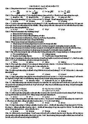 Đề cương ôn học kỳ II môn Vật lý 12