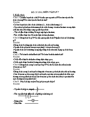 Đề cương ôn học kỳ II môn Vật lý Lớp 7