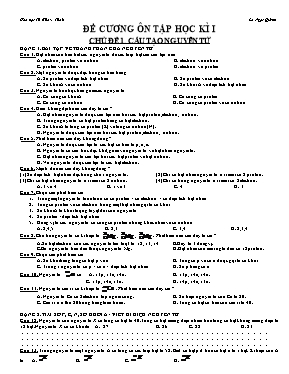 Đề cương ôn tập học kì 1 môn Hóa học Lớp 10
