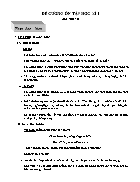 Đề cương ôn tập học kì 1 môn Ngữ văn Lớp 11