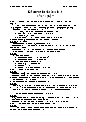 Đề cương ôn tập học kì 2 môn Công nghệ 7