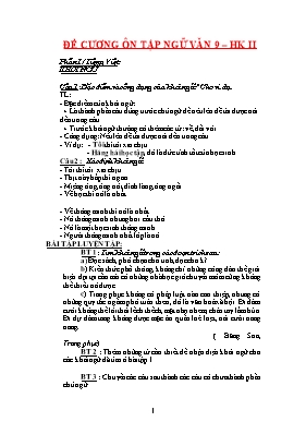 Đề cương ôn tập học kì 2 môn Ngữ văn Lớp 9