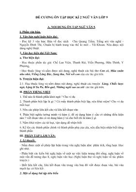 Đề cương ôn tập học kì 2 môn Ngữ văn Lớp 9