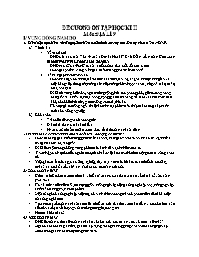 Đề cương ôn tập học kì II môn Địa lí 9