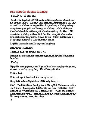 Đề cương ôn tập học kì II môn Địa lý 6