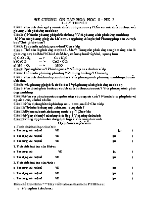 Đề cương ôn tập học kỳ 2 môn Hóa học Khối 8
