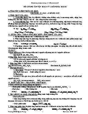 Đề cương ôn tập học kỳ 2 môn Hóa học Lớp 8