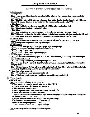 Đề cương ôn tập học kỳ 2 môn Ngữ văn Lớp 8