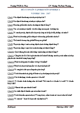 Đề cương ôn tập học kỳ 2 môn Sinh học Lớp 6 -