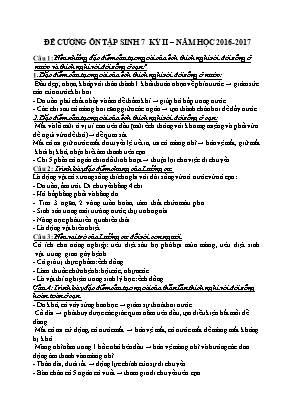 Đề cương ôn tập học kỳ 2 môn Sinh học Lớp 7 -