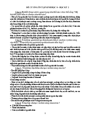 Đề cương ôn tập học kỳ 2 môn Sinh học Lớp 8