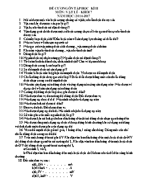 Đề cương ôn tập học kỳ 2 môn Vật lý Lớp 7 - Năm học 2016-2017