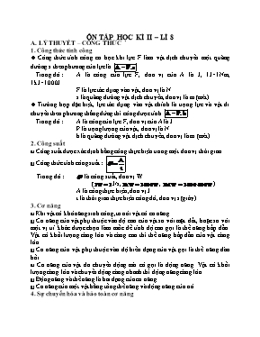 Đề cương ôn tập học kỳ 2 môn Vật lý Lớp 8
