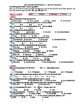 Đề cương ôn tập học kỳ I môn Hóa học Lớp 11