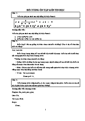 Đề cương ôn tập học kỳ I môn Tin học 8