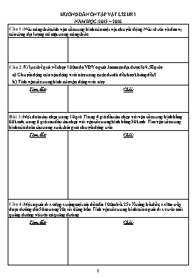Đề cương ôn tập học kỳ I môn Vật lý Lớp 8 - N